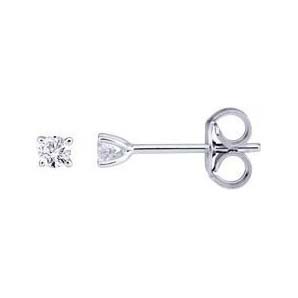 Boucles d'oreilles or blanc 18 carats, clous diamants 0.16 carats